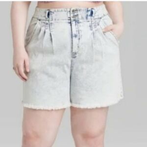 NWOT Wild Fable LT ACID WASH HIGHEST RISE -LINE -SHORTS SIZE 14